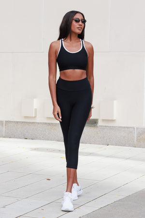 Croco Skin Seamless Cropped Leggings Black