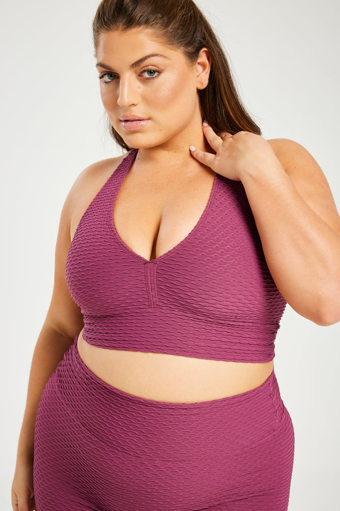 Croco Skin Curvy Top Berry