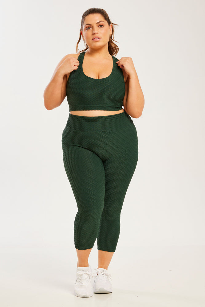 Croco Skin Seamless Cropped Leggings Forest Green