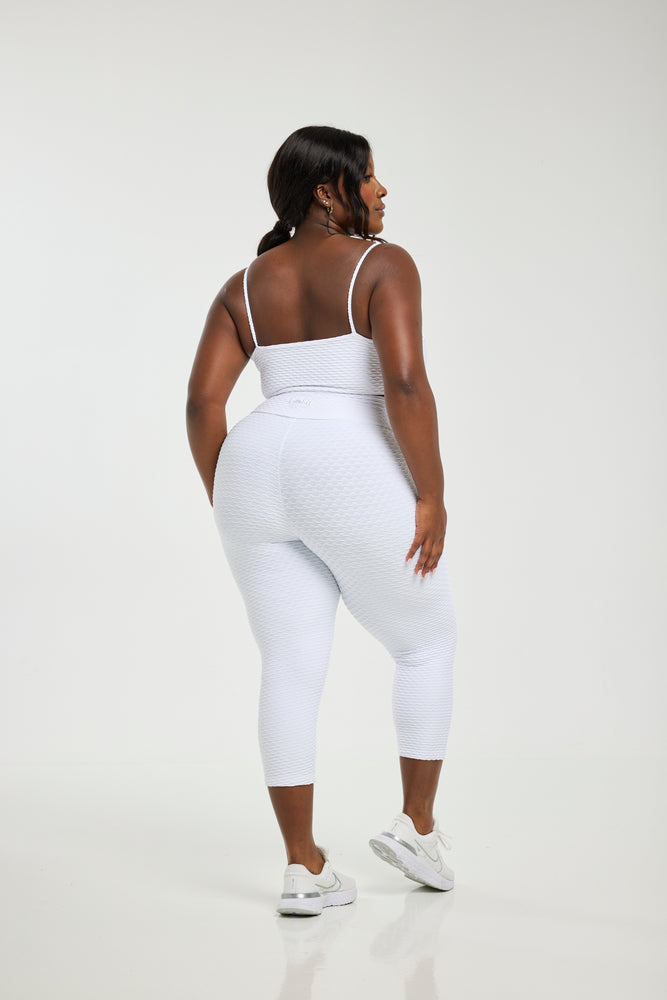 Croco Skin Seamless Cropped Leggings White