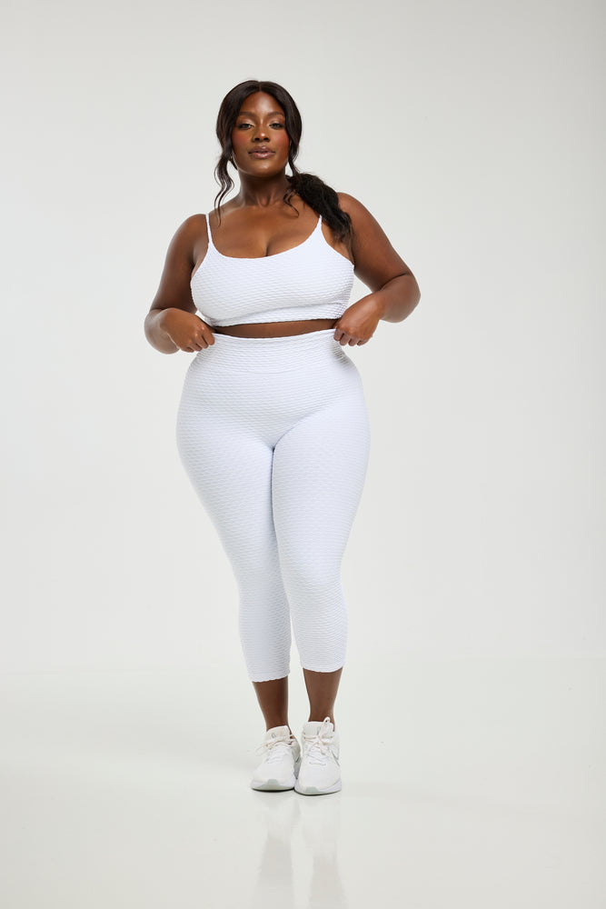 Croco Skin Seamless Cropped Leggings White