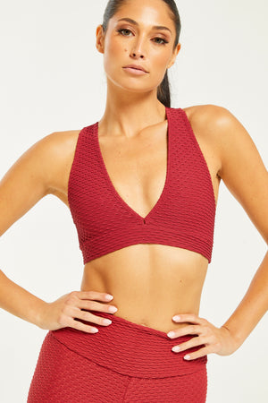 Croco Skin Deep V Top Crimson Red (FINAL SALE)