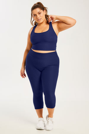 Croco Skin Seamless Cropped Leggings Midnight Blue