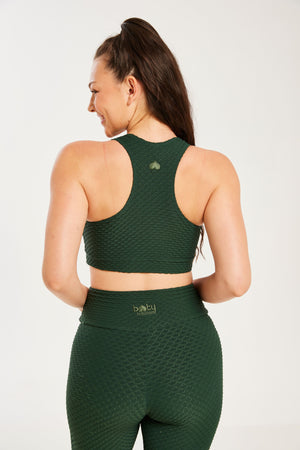 Croco Skin Scoop Top Forest Green