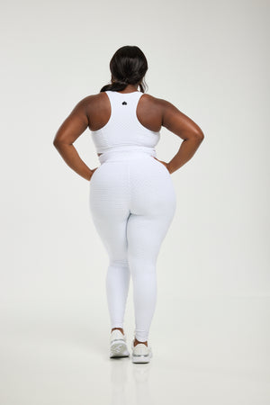 Croco Skin Seamless Cropped Leggings White