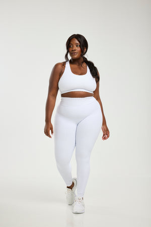 Croco Skin Seamless Cropped Leggings White