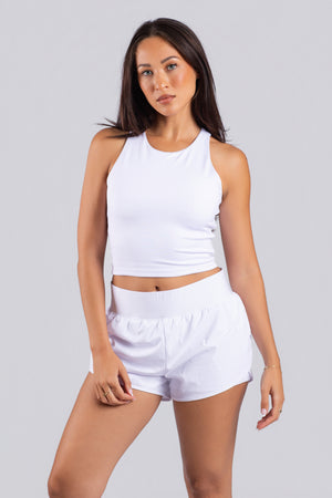Full Coverage Racerback Tank White