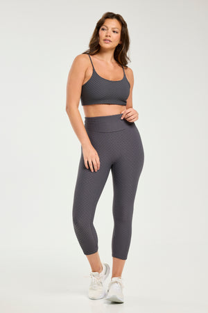 Croco Skin Seamless Cropped Leggings Dark Grey