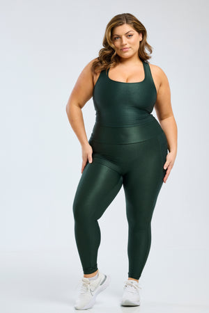 Hi-Shine Pocket Leggings Forest Green