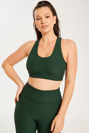 Croco Skin Scoop Top Forest Green