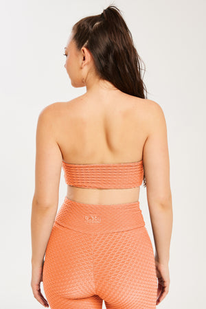 Croco Skin Bandeau Top Apricot