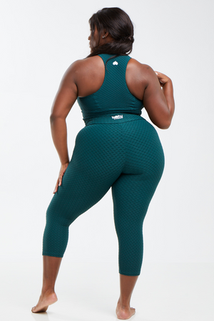 Croco Skin Cropped Leggings Emerald