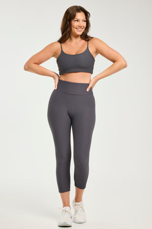 Croco Skin Seamless Cropped Leggings Dark Grey