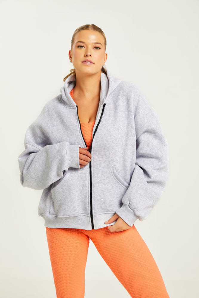 Boyfriend Zip Up Light Grey