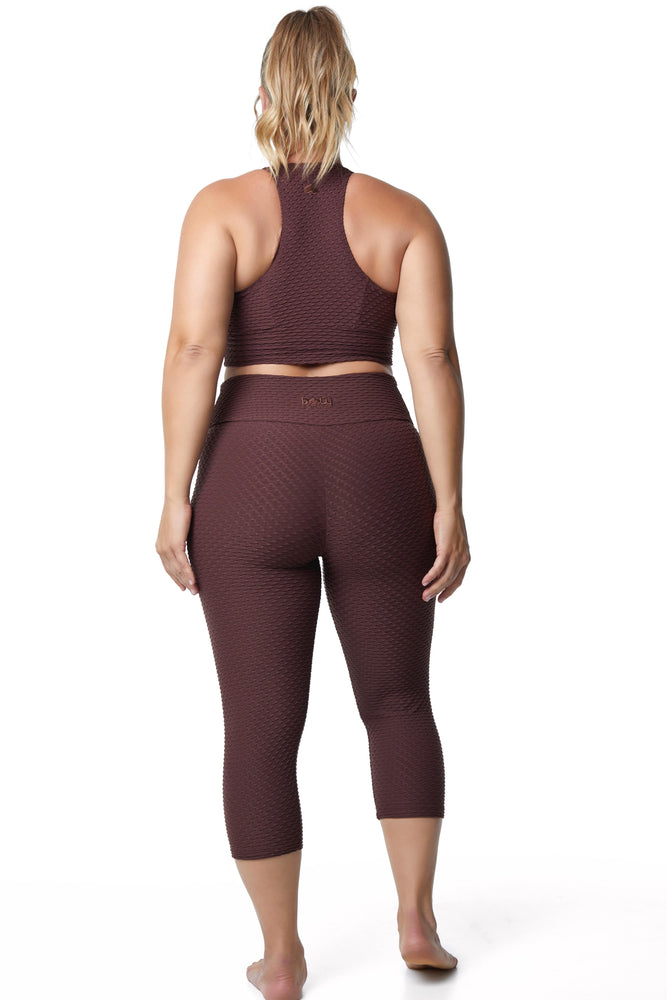 Croco Skin Cropped Leggings Mahogany (WITH SEAM-FINAL SALE)