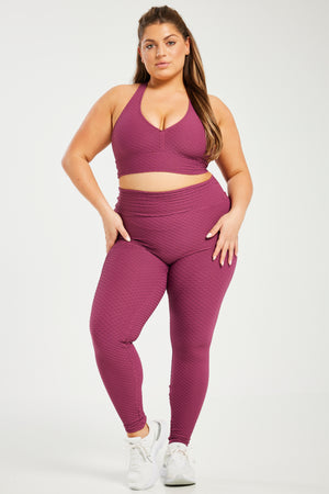 Croco Skin Seamless Leggings Berry