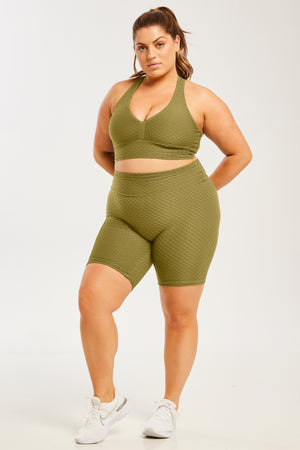 Croco Skin Seamless Shorts Olive