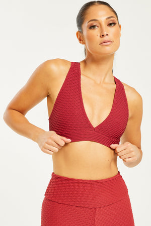 Croco Skin Deep V Top Crimson Red (FINAL SALE)