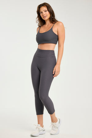 Croco Skin Seamless Cropped Leggings Dark Grey