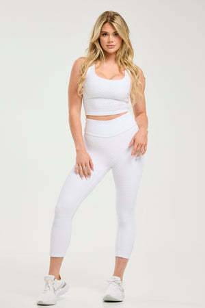 Croco Skin Seamless Cropped Leggings White