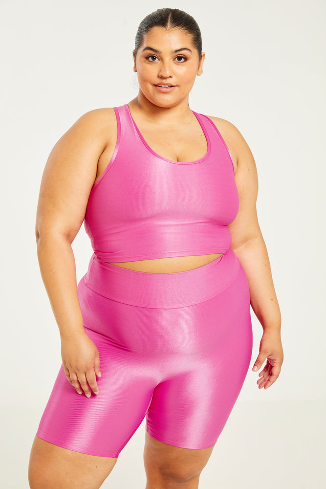 Hi-Shine Cropped Tank Hot Pink (FINAL SALE)