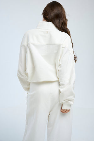 Half Zip Slouchy Pullover Ivory