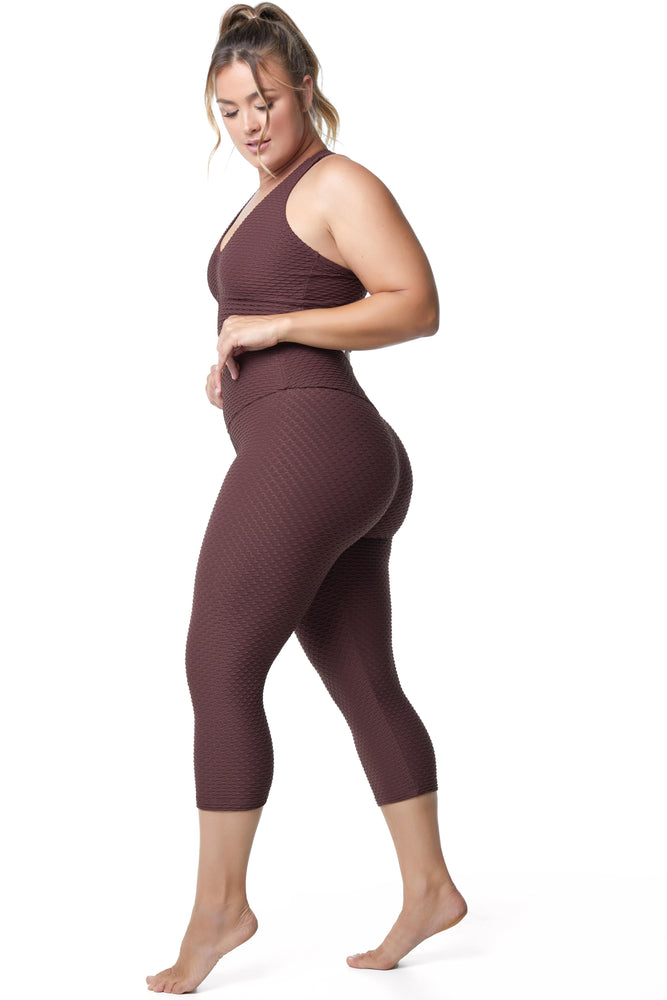 Croco Skin Cropped Leggings Mahogany (WITH SEAM-FINAL SALE)