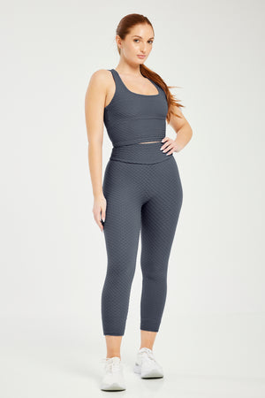 Croco Skin Seamless Cropped Leggings Dark Grey