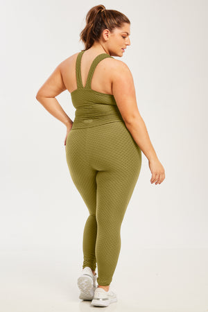 Croco Skin Seamless Leggings Olive