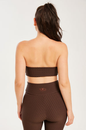 Croco Skin Bandeau Top Coffee