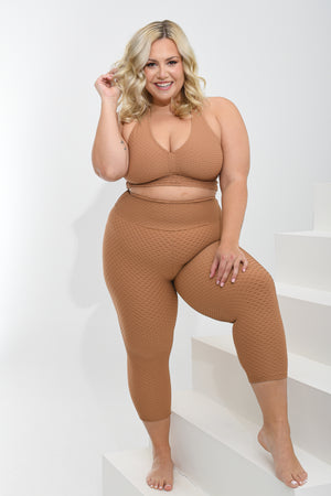 Croco Skin Cropped Leggings Caramel (FINAL SALE)