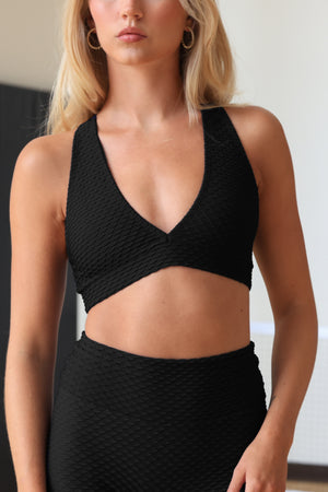 Croco Skin Deep V Top Black