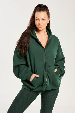 Boyfriend Zip Up Forest Green