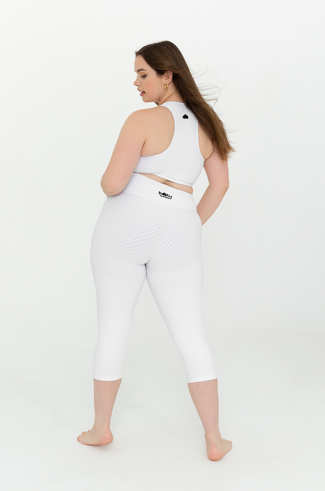 Croco Skin Cropped Leggings White (WITH SEAM-FINAL SALE)