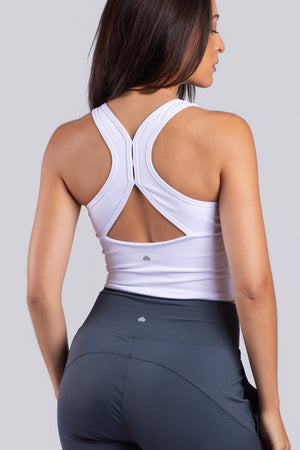 Full Coverage Racerback Tank White