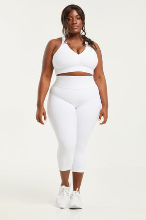 Croco Skin Cropped Leggings White (WITH SEAM-FINAL SALE)