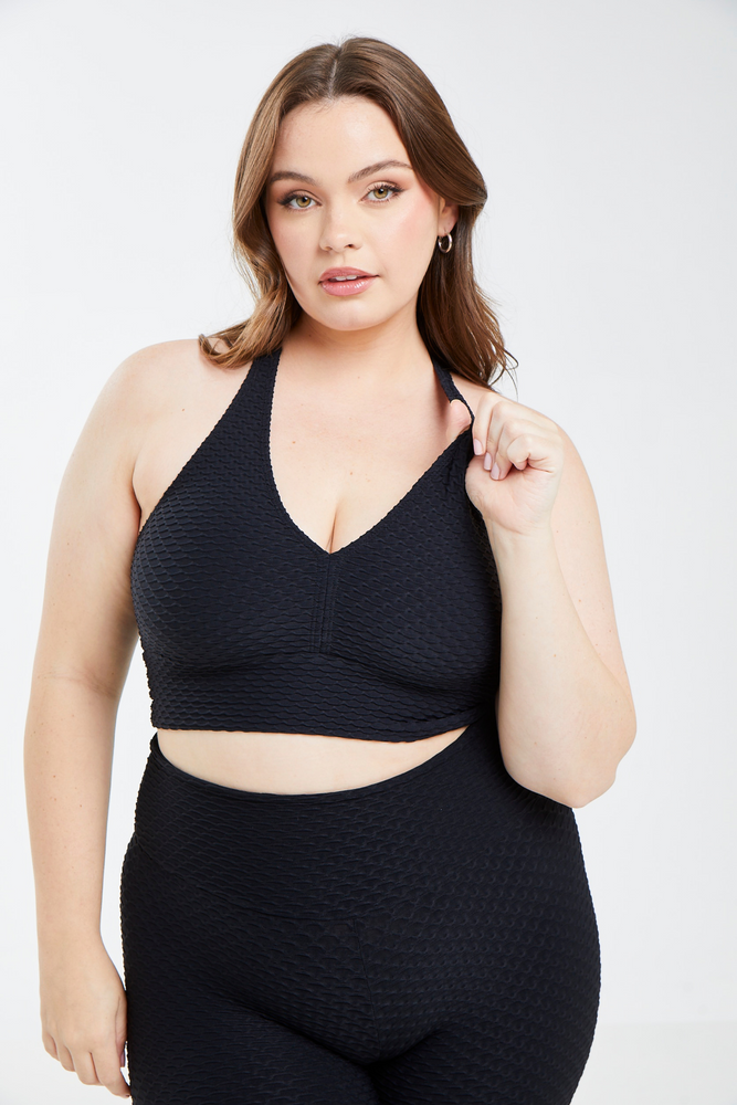 Croco Skin Curvy Top Black