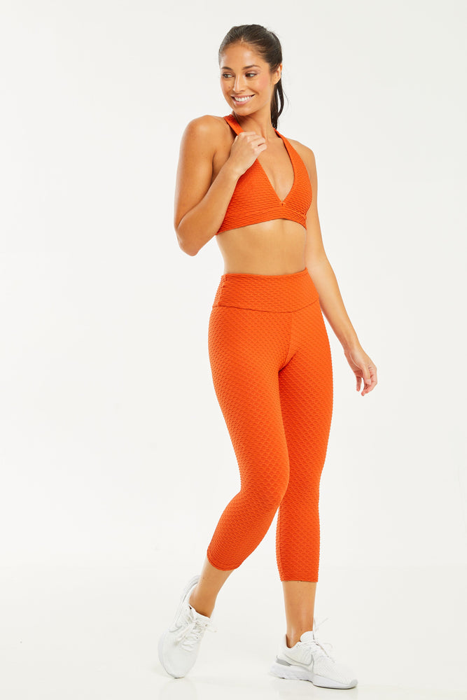 Croco Skin Cropped Leggings Paprika (WITH SEAM-FINAL SALE)