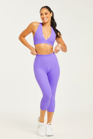 Croco Skin Cropped Leggings Violet