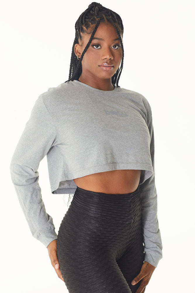 Ultra Cropped Long Sleeve Dark Heather Grey