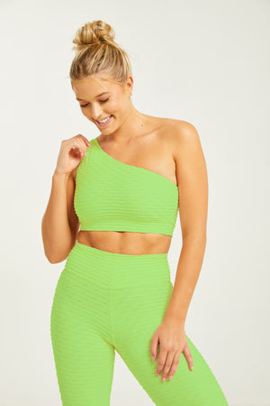 Chrome One Shoulder Top Lime (FINAL SALE)