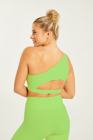 Chrome One Shoulder Top Lime (FINAL SALE)