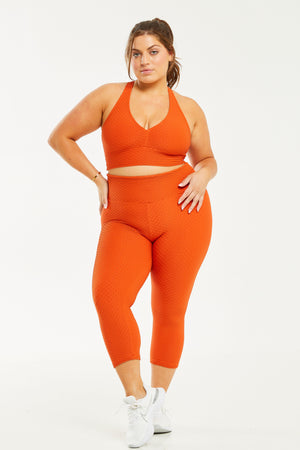 Croco Skin Cropped Leggings Paprika (WITH SEAM-FINAL SALE)