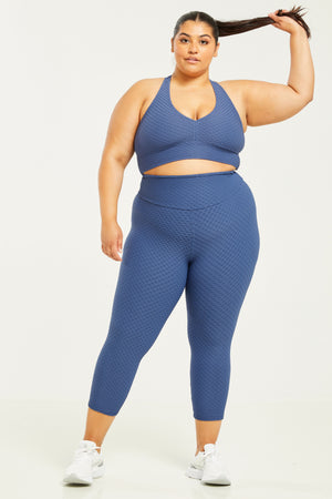 Croco Skin Cropped Leggings Indigo (WITH SEAM-FINAL SALE)