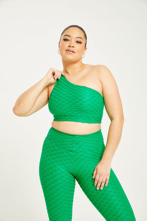 Chrome One Shoulder Top Kelly Green (FINAL SALE)