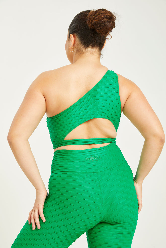 Chrome One Shoulder Top Kelly Green (FINAL SALE)