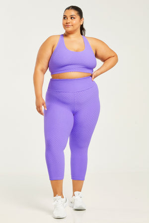 Croco Skin Cropped Leggings Violet