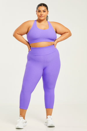 Croco Skin Cropped Leggings Violet