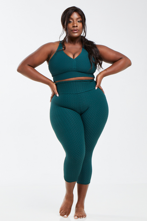 Croco Skin Cropped Leggings Emerald (FINAL SALE)