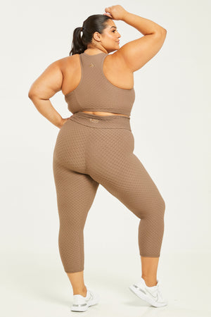 Croco Skin Cropped Leggings Mocha (WITH SEAM-FINAL SALE)